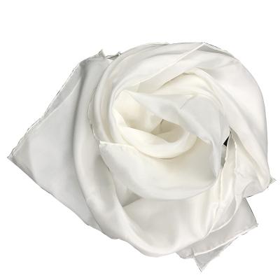 China Long Plain White 100% 8mm Silk Habotai Silk Scarves For Painting for sale