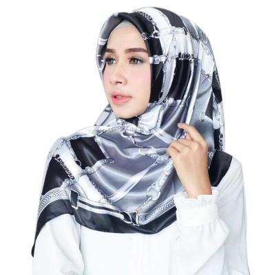 China Modern Malaysia Women Satin Print Square Hijab Scarf for sale