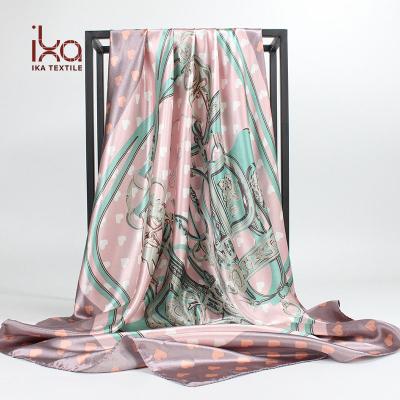 China 100% Polyester Satin Fashion Design Printed Polyester Soft Satin Hijab 2019 Women for sale