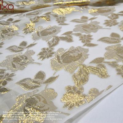 China Metallic Jacquard Solid Color Chiffon Flower Jacquard Fabric for sale