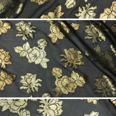 China Metallic Flower 100 Lurex Chiffon Metallic Silk Jacquard Fabric for sale