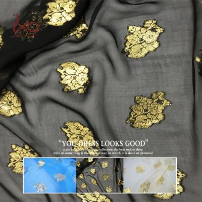 China Breathable Plain Dyed Black Silk Chiffon Lurex Fabric for sale