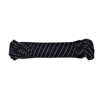 China Reflective Black Polyester Nylon Diamond Braided Rope 16 Strands Tie 5mm for sale