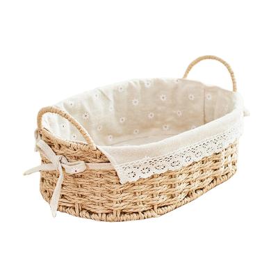 China Viable Handmade Plant Plankton Woven Storage Basket with Towel Rack Cosmetic Sundries with Material or Rope Paper Roll Paper Basket for sale