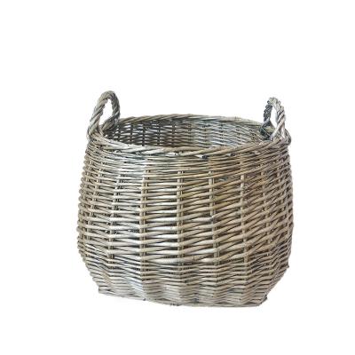 China Kitchen Strong Excellent Quality Lined Square Willow Basket Log Storage Wicker Firewood Racks Basket for sale