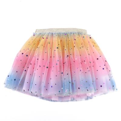 China Breathable Rainbow Star Girls Tutu Dress Five-pointed Skirt for sale