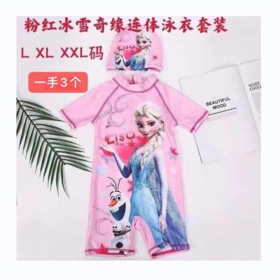 China Breathable Kids Spiderman Frozen Swimming Suit Bathing Wear With Hat for sale