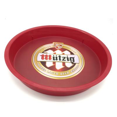 China PS Premium Branding Goods With Logo Lamination Round Anti Slip Cocktail Drinks Bar Tray Plastic for sale