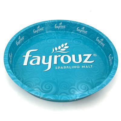 China Promotional PS Branding Premium Round With Anti Slip Layer Tin Metal Tray for sale