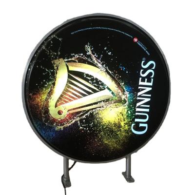 China Acrylic Outdoor Advertising Bar Signage Circle Panel Vacuum Shape Indoor Led Beer Light Box For Wall for sale