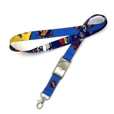 China Lanyard With Logo Promotional Neck Lanyard Sublimation Polyester With Opener Brand Name Business High Quality Sale Bottle Opener for sale