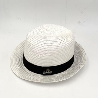 China Agriculture Logo Printing Straw Fedora Hat Custom Advertising Promotional for sale