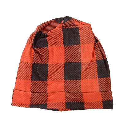 China Custom plush Christmas baby plaid beanie fashion winter tollder kids headwear for sale