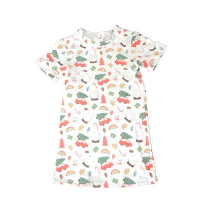 China Anti-Static Wholesale Custom Clothing Dress Christmas Kids Sleeve Boutique Baby Short T-shirt Dress for sale