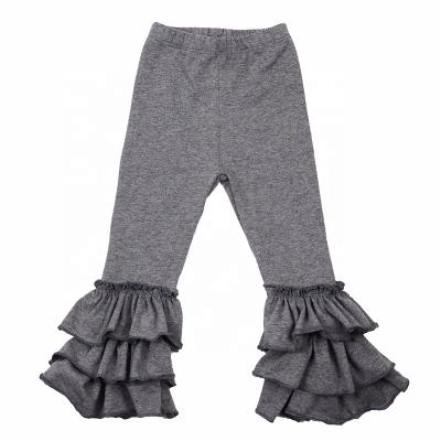 China Anti-Wrinkle RTS Kids Girls Cotton Ruffle Tollder Kids Solid Icings Leggings Pants for sale