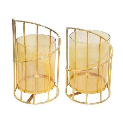 China European simple home decoration hotel weddings style geometric glass candle holder ornaments for sale