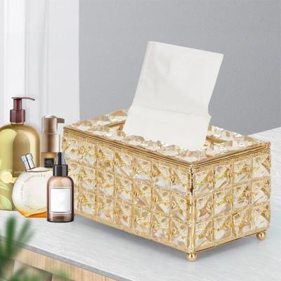 China Home Luxury Nordic Creative Simple Office Napkin Living Room Oblong Metal Drawing Paper Storage Box Hotel Supplies Tissue Crystal Box for sale