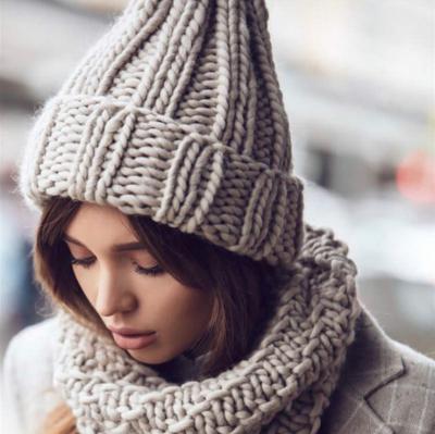 China COMMON High Quality Thickened Women's Winter Hat Women's Solid Color Wool Knitted Hat for sale