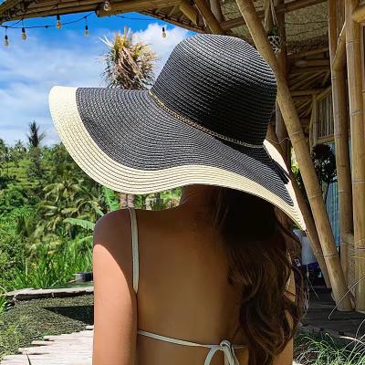 China Straw Hat Straw Hat Wide Brim Resort Sun Oversized Foldable Casual Foldable Panama Hat Women's Characterful Women's Seaside for sale