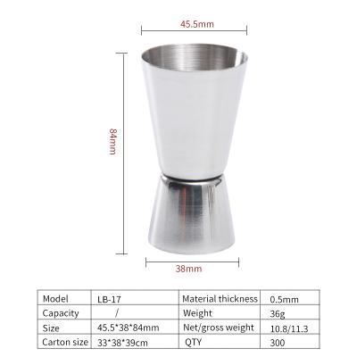 China Viable Spirit Double Jigger Cocktail Measuring Cup Shots Measuring Cup Bar Steel Bar Jug for sale