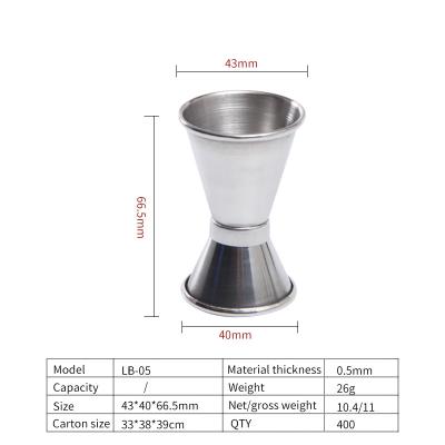 China Viable Stainless Steel Cocktail Measuring Jigger Double Shot Jigger Shot Spirit Measuring Cup Bar Accessories Bar Tools for sale