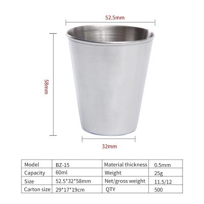 China 60ml Sustainable Stainless Steel Bar Shaker Whiskey Family Travel Outdoor Camping Spirits Glass Shatter-Resistant Glass for sale