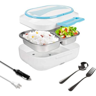 China Portable Bento Lunchbox Porridge Food Warmer Heater Electric Heating Lunch Box Mini Soup Stew Pot Rice Car Meal Container for sale