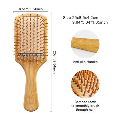 China Hot-selling Nondisposable Natural Shopper Cushion Paddle Paddle Bamboo Wooden Eco-friendly Oval Hair Brush for sale