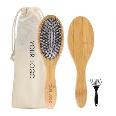 China Factory Price Nondisposable Hot-selling Wooden Handle Boar Hair Wig Brush For Hair Extensions Brush With Custom Logo for sale