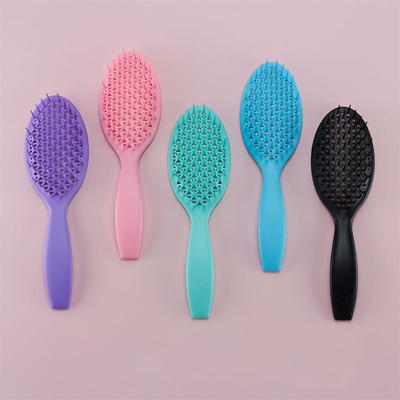 China Home Detangling Soft Touch Hair Brush Soft Touch Wide Tooth Wave Brush Custom Detangling Brush for sale