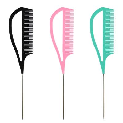 China Home Hair Braiding Dyeing Sectioning Steel Rat Tail Comb High Heat Resistance Hair Highlight Comb for sale