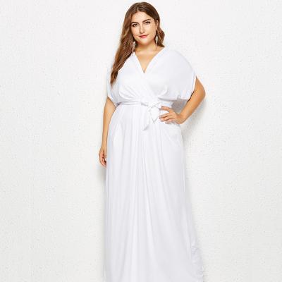 China Spring 2023 Women s Maxi Dress Women Sexy Solid Color V-Neckline Wrap Clothing Irregular Casual Outfits Loose Plus Size for sale