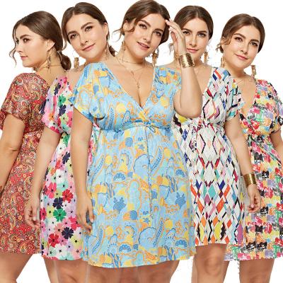 China 2023 New Fashion Ladies Summer Womens Viable Shorts Sexy Backless Vacation Print Casual Dress Plus Size for sale