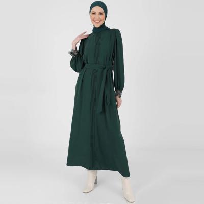 China Wholesale Custom Anti-wrinkle Spring Summer Islamic Muslim Women Dress Lace Up Long Sleeves Solid Color Traditional Muslim Clothing for sale