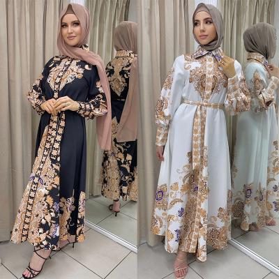 China Wholesale high quality muslim arabic islamic floral print clothing anti-wrinkle custom women's casual muslim dress maxi from turkey for sale