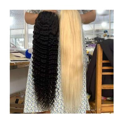 China Color soft blonde 613 full lace wig vendors, virgin hair wigs, 10A HD natural virgin blonde 613 glueless hair full lace wigs for sale