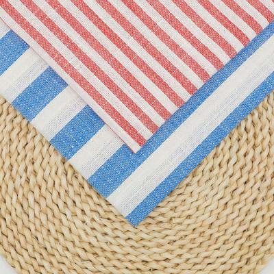 China No Stock Wholesale High Quality Simple French Linen Stripe Environmental Woven Natural Canvas Fabric For Dress for sale