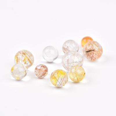 China Wholesale Natural Gemstone Ornaments Round Healing Pearl Quartz China Rutile Crystal Sphere for sale