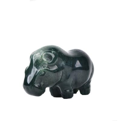 China Wholesale Natural Marine Jasper Decorative Pieces Hand-carved Healing Crystal Hippo from China for sale