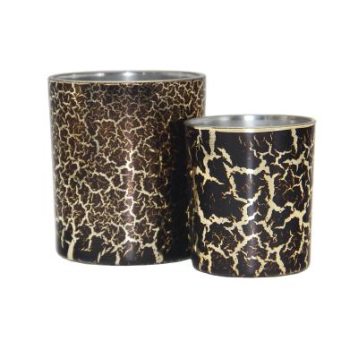 China Europe Wholesale Candle Holder Crackle Glass Jars For Candle Making for sale