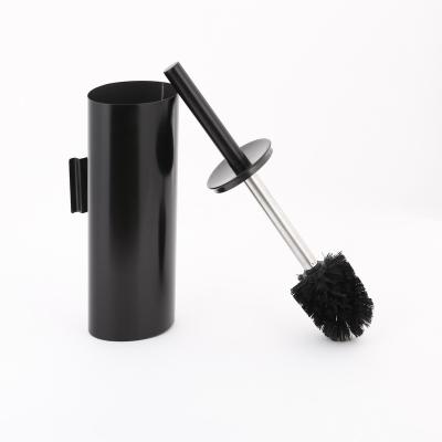 China White Or Black Bathroom Hotel Round Head Wall Mounted Broom Toilet Brush Holder Home Hanging Set for sale