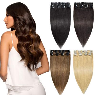 China Factory Direct Wholesale Hot Sale 120g 140g 160g 180g Silky Straight Wave Customized Double Ends Thick Drawn Remy Clip In Hair Extension for sale