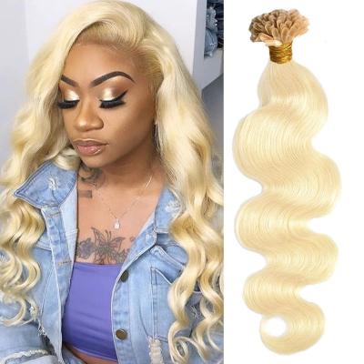 China Wholesale Body Wave Pre Bonded Keratin Double Pulled Nail U Tip Me Tip Blonde NANOE Brazilian Hair Extentions MIRCRO 613 for sale