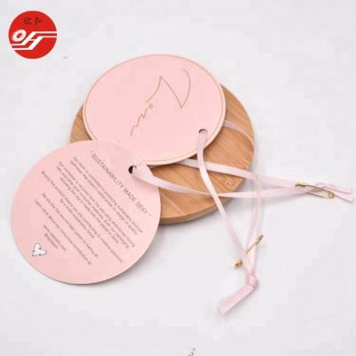 China Sustainable Premium Quality Custom Recycled Paper Gold Hot Stamping Logo Hang Tags for sale