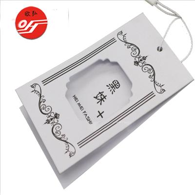 China Viable nfc tag FSC Certificate Garment Accessories China Factory Custom Tags Embossed Logo White Matte Paper Clothing Hangtag for sale