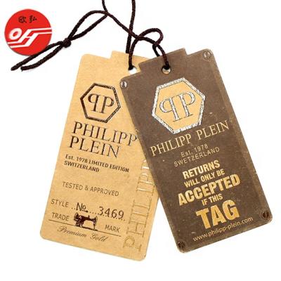 China China Viable Factory Custom Silver Hot Foil Hang Tag Swing Tag Kraft Paper With String for sale