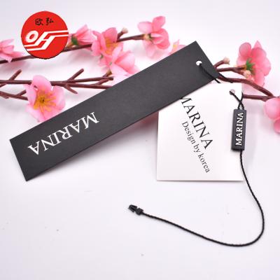 China Viable Personalized Paper Silver Hot Foil Custom White Paper Hang Tags With Black String for sale