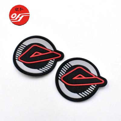 China Logo Design Silicone Embossed Patch Custom Viable With Iron On Backing For Bags for sale