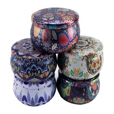 China Recycled Stock Materials Tin Metal Around 2.2 Ounce 4 Ounce 8 Ounce Metal Set Candle Tin Can for sale