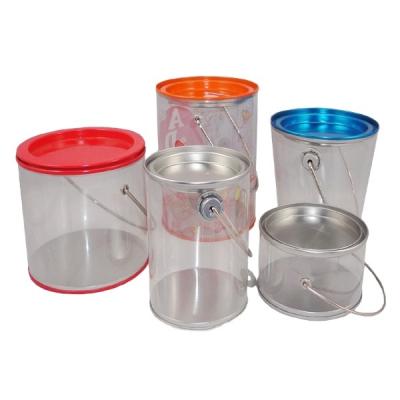 China Wholesale Clear Candy Tin Handle Around PVC Candy Tin Box for sale